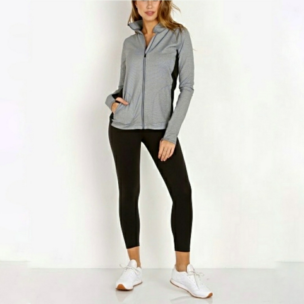 SPLITS59 Medium Grey Full Zip Jacquard Athletic Sporty Jacket
